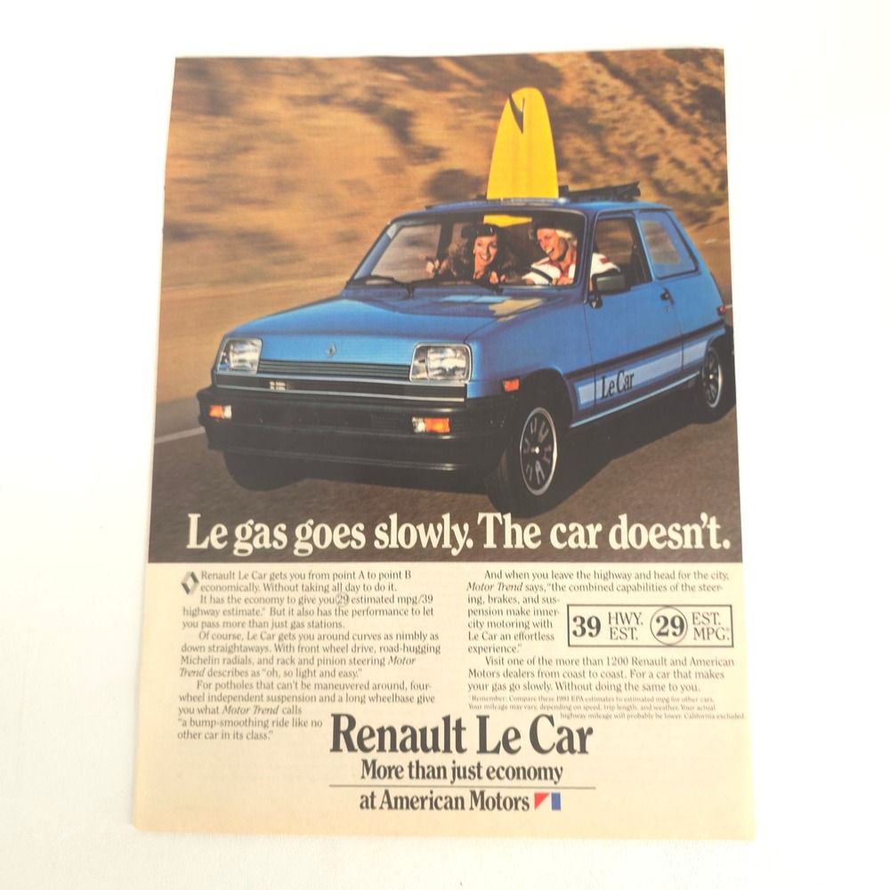 Vintage Renault Le Car Print ad Advertisement American Motors Promo Garage Decor